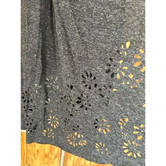 Meadow Rue Sweater Cardigan Long Sleeve Eyelet Warmer Heathered Gray Sz M - Picture 6 of 9